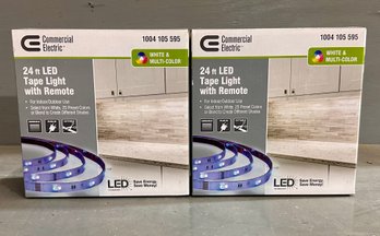 Commercial Electric 24FT LED Tape Light W/ Remote - Lot Of 2