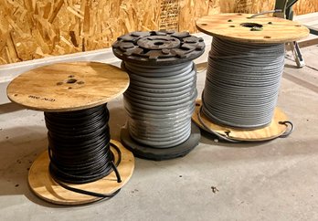 Various Assortment Of Large Cable Spools - Lot Of 3