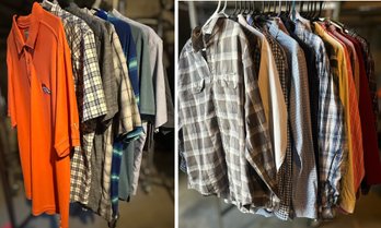 Large Assortment Of Mens Polos And Button Up Shirts Size Large