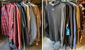 Assortment Of Mens Shirts, Pull Overs, And Sweatshirts Size XLarge