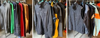 Assortment Of Men Pull Overs Size Large And Lot Of Mens Jackets In Various Sizes