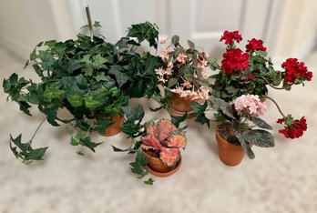 Lovely Collection Of Faux Plants Including Fuchsia, Geranium And Ivy  - Lot Of  5