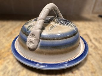 Country Style Blue Floral Pottery Warming Dish