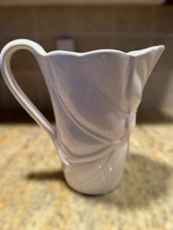 Elegant Pier 1 Portugal White Embossed Decorative Pitcher