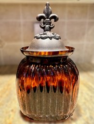 Unique Vintage Amber Glass Canister