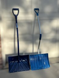 Set Of Blue Snow Shovels