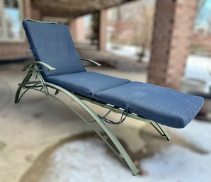 Outdoor Olive Green Chaise Lounge Chair With A Soft Cozy Cushion