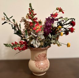 Nearly Natural Floral Arrangement In Gorgeous Vintage Vase