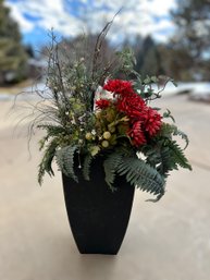 Beautiful Artificial Floral Arrangement In A Tall Planter Vase