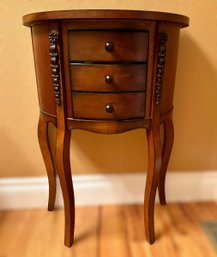 Gorgeous Wooden Half Circle End Table W/ 3 Drawers