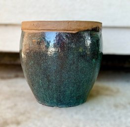 Beautiful Dark Green Glazed Terracotta Planter Pot - Lot 1 Of 7