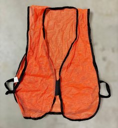 Collection Of Orange Vinyl-coated Nylon Mesh Safety Vests W/ Velcro