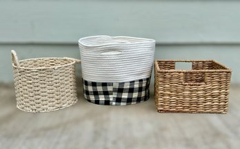 Decorative Storage Baskets - Lot Of 3