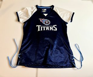 Fancy Blue Velvet Tennessee Titans Small Womens T-shirt W/ Laces