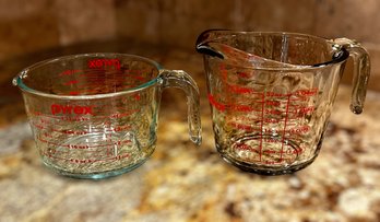 Pyrex And Anchor Hocking Measuring Cups - Set Of 2