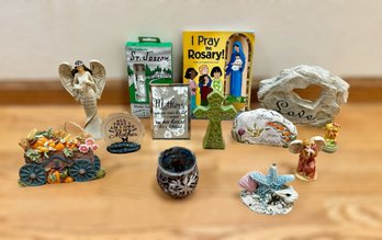 Wonderful Assortment Of Ceramic & Glass Decor W/ Angels, Mother Quotes, Starfish, & More