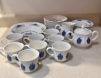 Blue And White Floral Mayhill Federalist Ironstone Dish Set