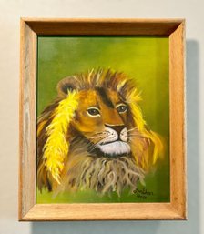 Original 1980 Hand Painted Lion By Lorie Green