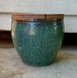 Beautiful Dark Green Glazed Terracotta Planter Pot - Lot 2 Of 7