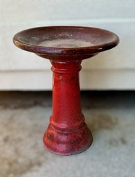 Red Glazed Ceramic Bird Bath W/ Removable Top