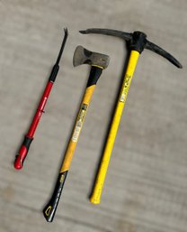 Collection Of Weeder, Axe, And Pick Axe