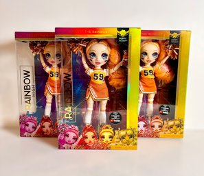 Fun Set Of 3 Rainbow High Cheer Poppy Rowan Cheerleader Dolls - 1 Of 2