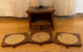 Vintage Wooden And Cork Table Coasters