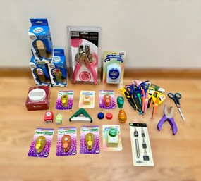 Assortment Of Cutting & Punching Crafting Tools (Includes Plastic Tote)