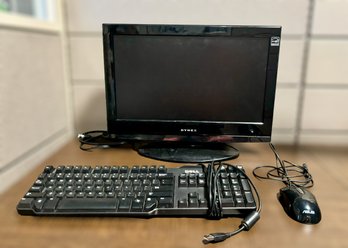 Dynex LCD TV/DVD Screen Combo W/ Disc Player, Dell Keyboard, & Asus Mouse - Lot Of 3