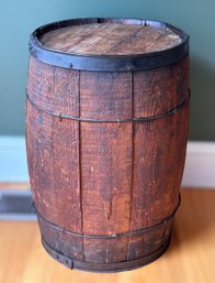 Antique Wooden Nail Keg Barrel W/ Steel Wire