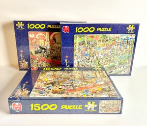 Set Of Jan Van Haasteren Puzzles W/ 1000 Pieces & 1500 Pieces - Lot Of 3