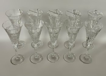 Amazing Waterford Crystal Champagne Glasses Set - Lot Of 10