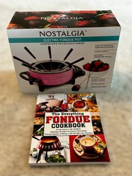 Unused Pink Nostalgia Electric Fondue Pot W/ Fondue Cookbook