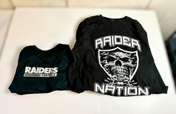 Las Vegas Raiders XL Athletic Short-sleeve Shirt & Long-sleeve AC DC T-shirt