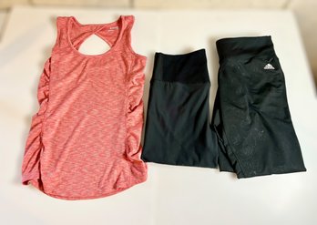 Set Of Athletic Black Womens XL Adidas & Nike Leggings W/ Medium Columbia Tank-top Shirt