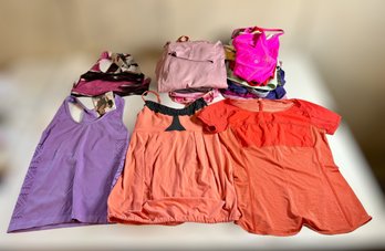 Bright Assortment Of Womens Athletic Shirts Size Medium W/ Lululemon, Athleta, & More - Lot Of 18