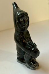 Amazing Small Black Inuit Eskimo Sculpture Carving