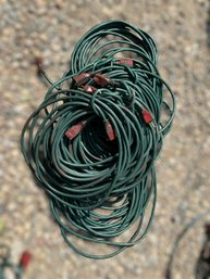 Large Collection Of Heavy Duty Green Extension Cords - Lot Of 9