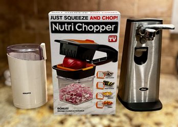 Coffee Grinder, Nutri Chopper, And Electric Can Opener