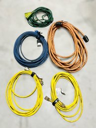 Collection Of Heavy Duty Outdoor Extension Cables - Lot Of 5