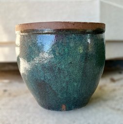 Beautiful Dark Green Glazed Terracotta Planter Pot - Lot 5 Of 7