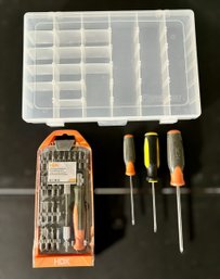 23-piece Screwdriver Set, Small Plastic Tool Organizer, & 3 Screwdrivers