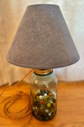 Colorful Marble Filled Mason Jar Table Lamp