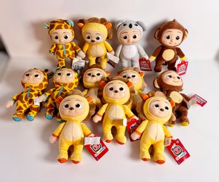 Large Collection Of Cocomelon Little Plush Dolls W/ Giraffe, Lion, Koala, & Monkey - Lot Of 12