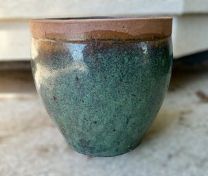 Beautiful Dark Green Glazed Terracotta Planter Pot - Lot 6 Of 7