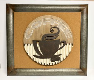 Wood & Metal Coffee Wall Decor W/ Metal Frame