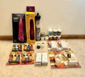 Assortment Of Embossing Tools, Embossing Powder, Ink, & Ink Accessories