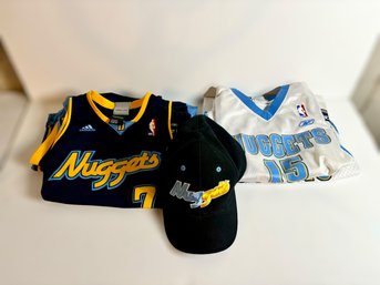 Collection Of Denver Nuggets Jersey Shirts & Baseball Cap - Lot Of 7