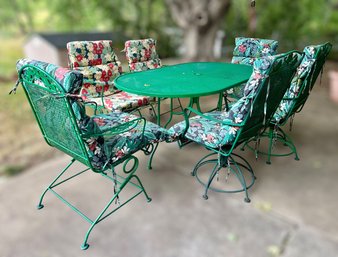 Green Wrought Iron Table And Chairs Patio Set