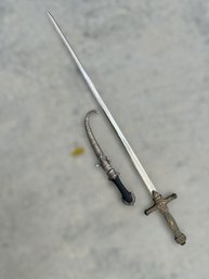 Turkish Dagger And Kilij Sword W/ Detailed Handle